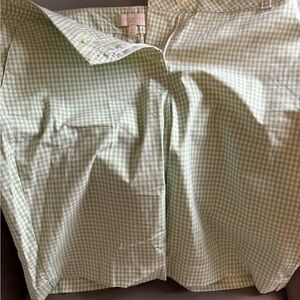 Talbots Light Green and White Gingham Button-Front Shirt